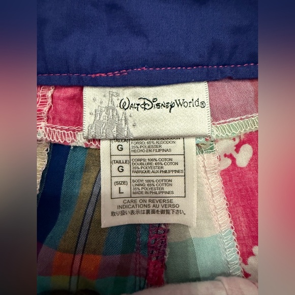 Walt Disney World Women’s Mickey Mouse Madras Plaid Patchwork Shorts Size Large - Picture 5 of 7